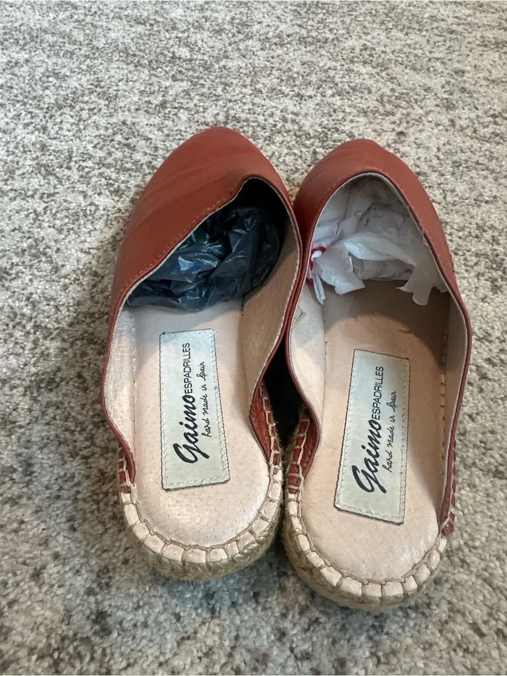 Gaimo Rust Leather Espadrille Slide-On Sandals 40/9